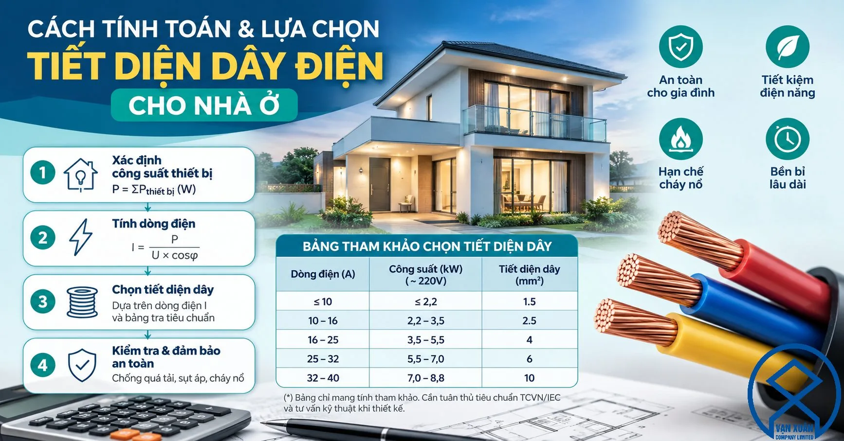 Cách Tính Tiết Diện Dây Điện Cho Nhà Ở Chuẩn Kỹ Thuật 2026 5 Cách chọn tiết diện dây cho nhà ở
