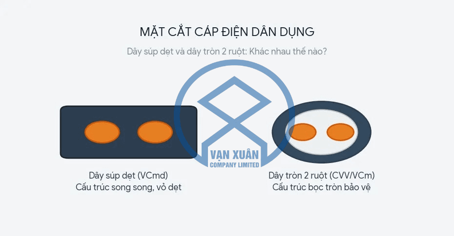 Dây súp dẹt và dây tròn 2 ruột: Khác nhau thế nào? 1 day sup va day tron 2 ruot